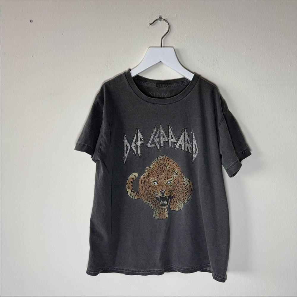 Vinyl Icons Def Leapord Gray Band Tee  - M
